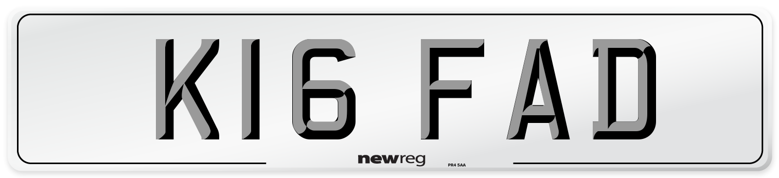 K16 FAD Number Plate from New Reg